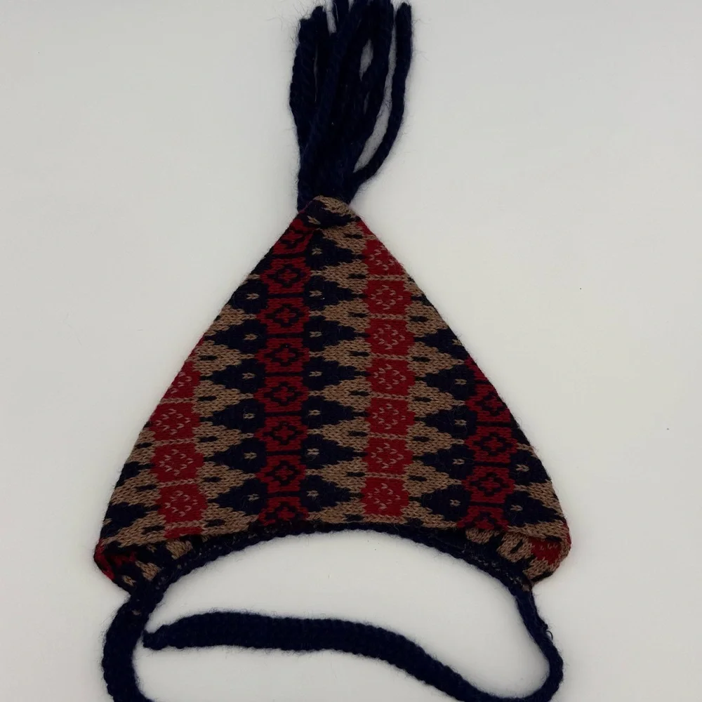 Vintage Handmade Knit Children's Hat | Folk Style | Ages‎ 1-2 | Tassel Top